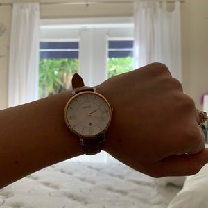 Fossil watch tan and gold